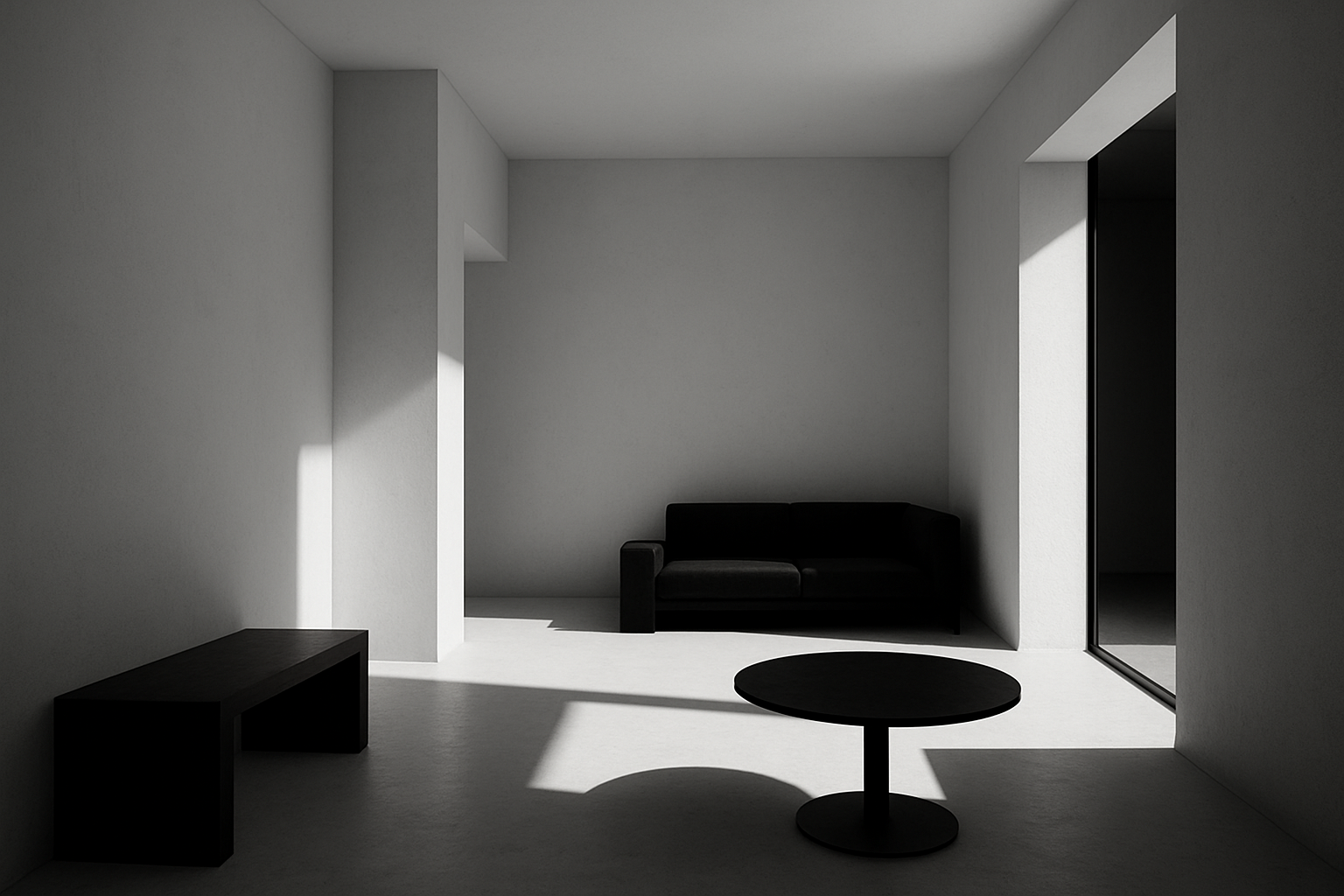 Minimalistic interior design black and white picture