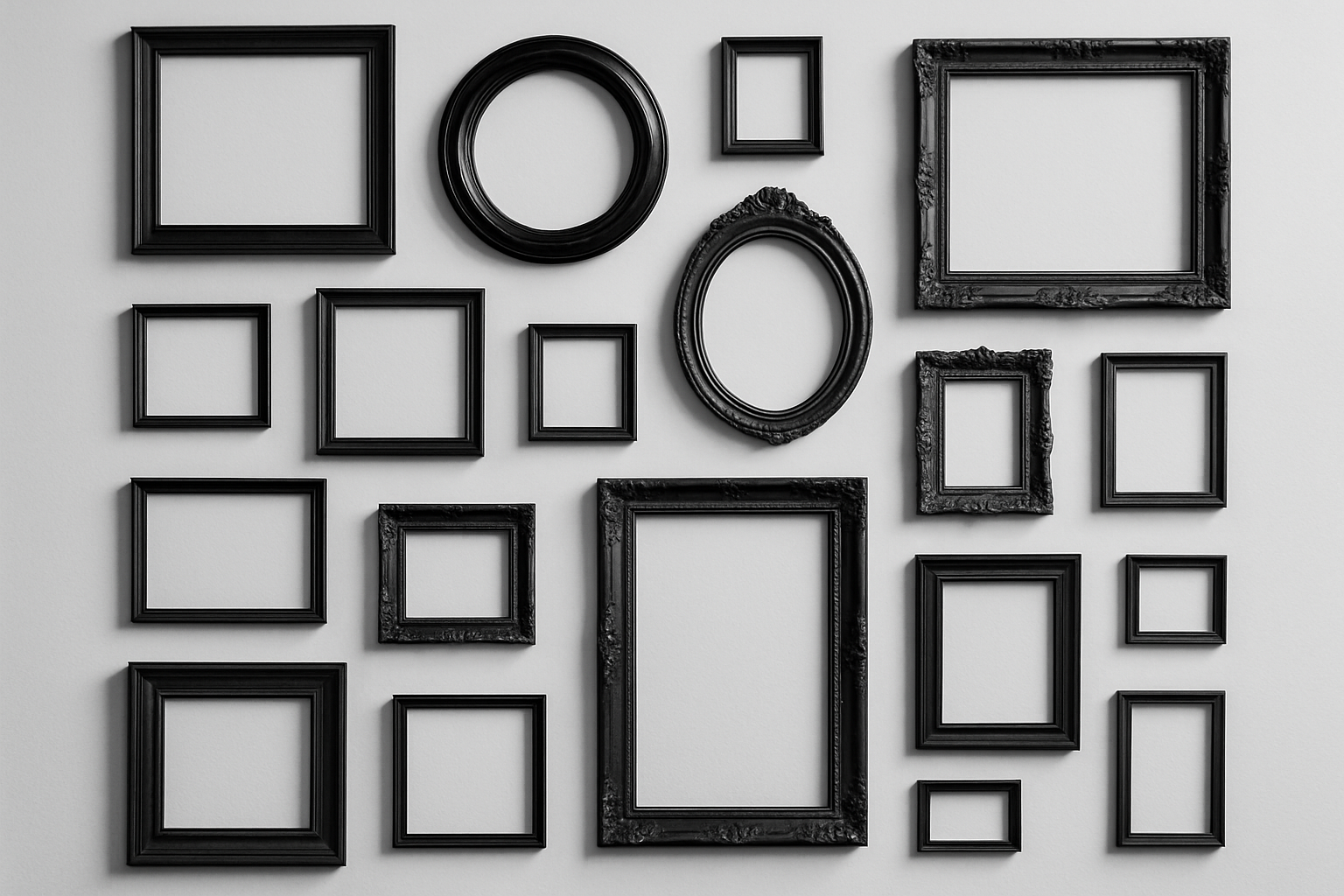 mosaic of wall art frames with different formats