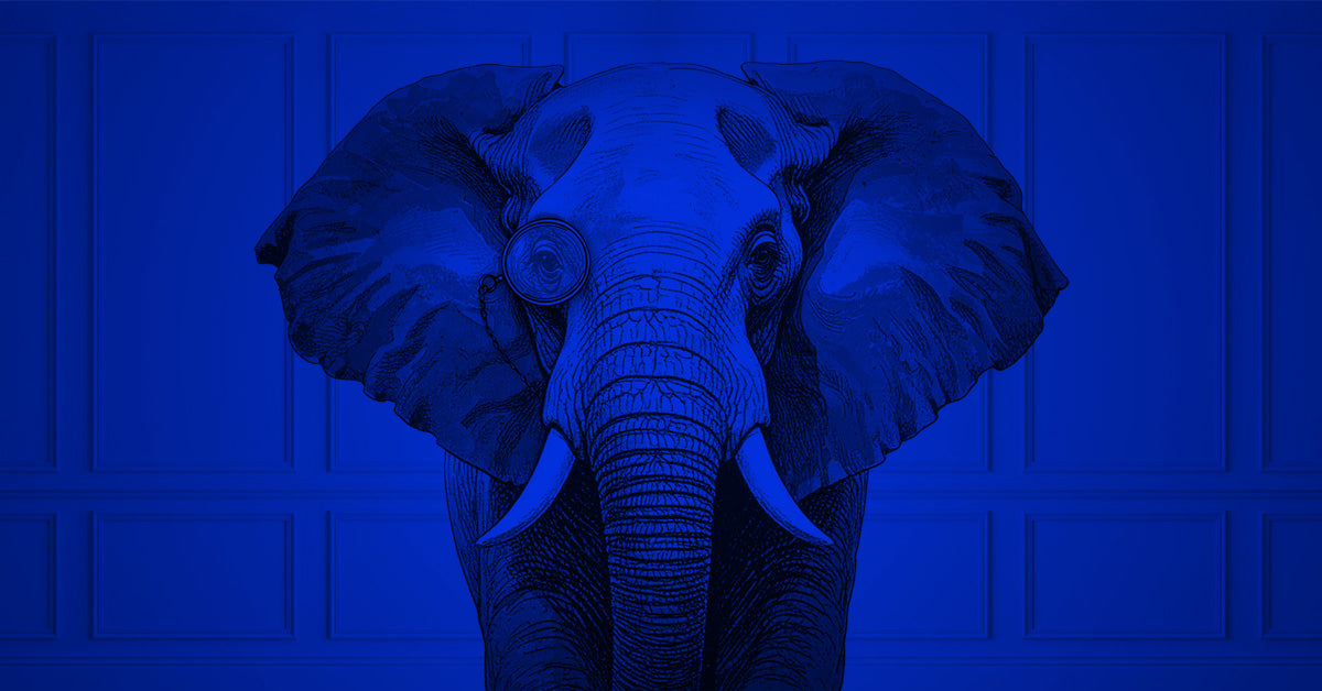 Elephant on wall blue hue