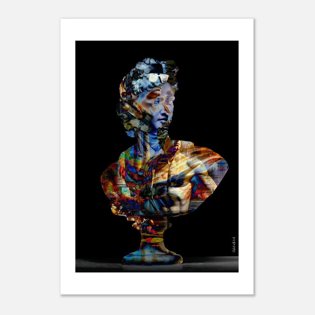 His Hellenism Wall Art Print featuring a vibrant abstract twist on classic sculpture.