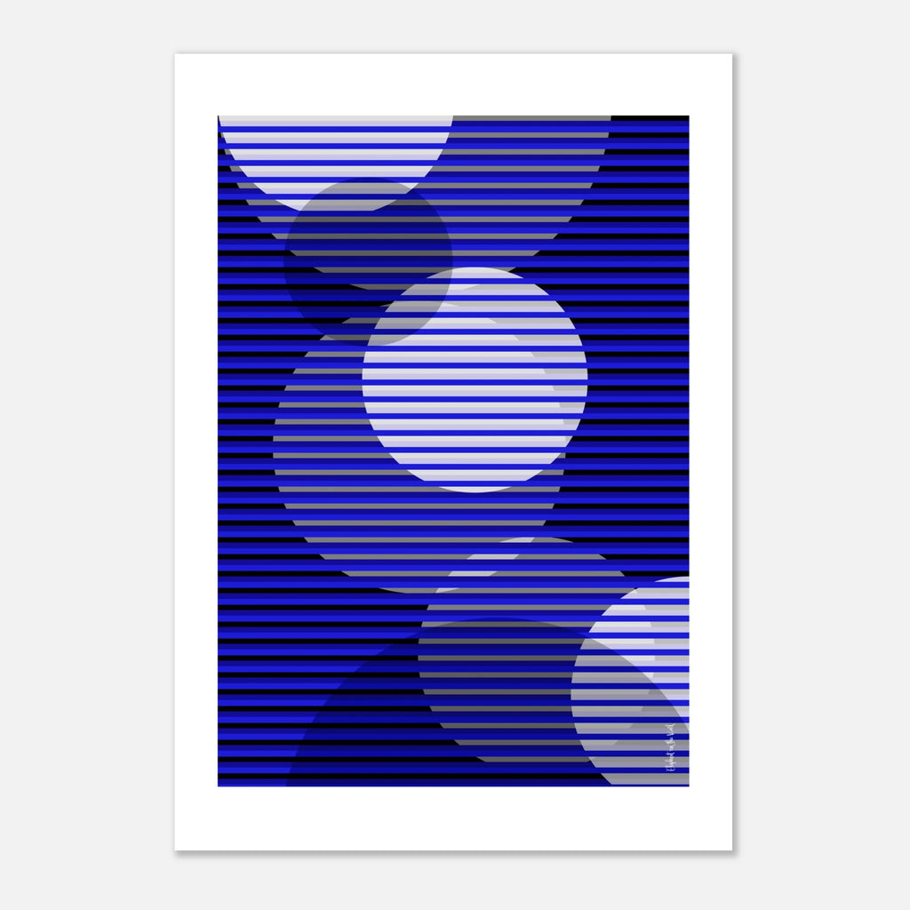 Idea 02 Wall Art Poster featuring dynamic blue stripes and circular designs by Christopher Haus.