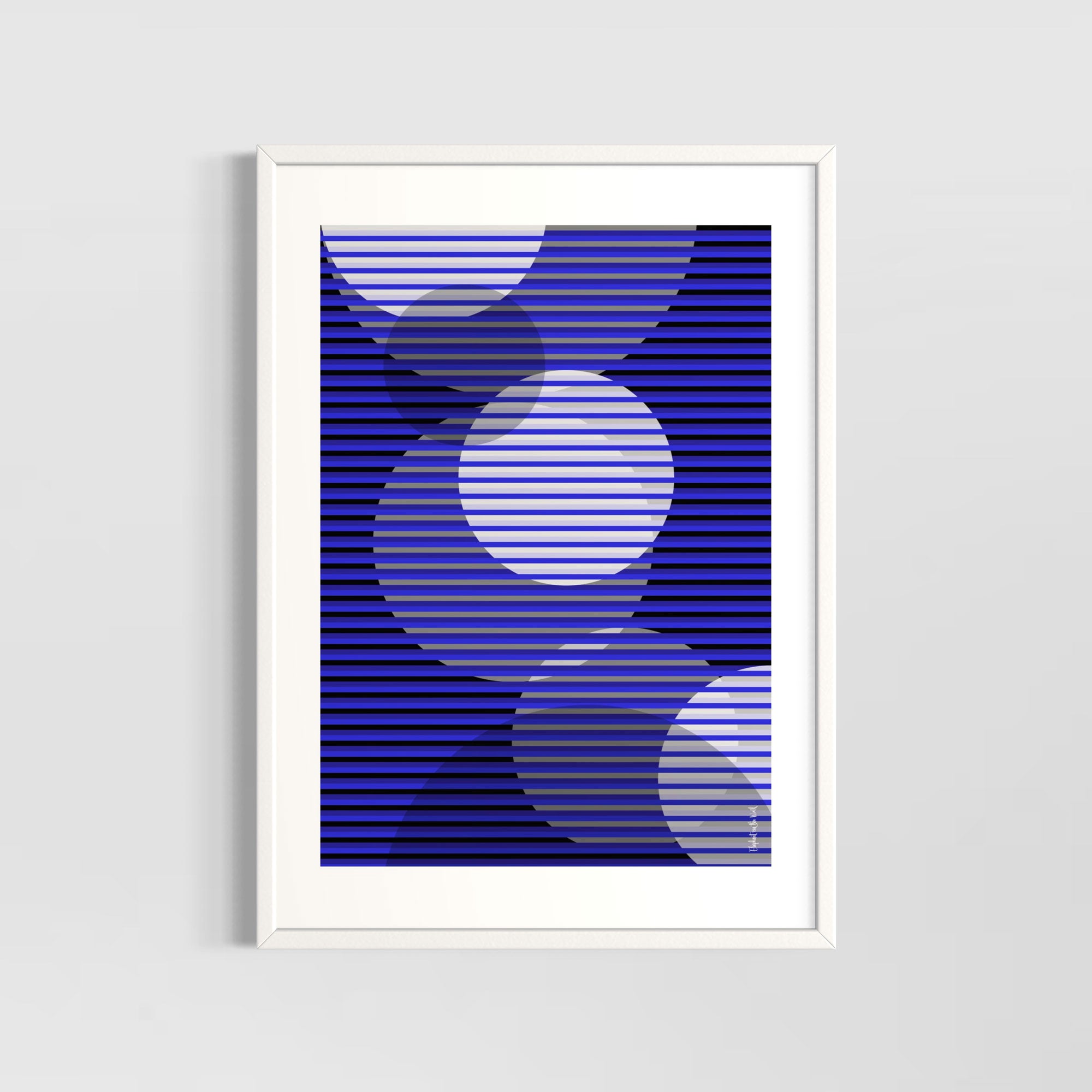 Idea 02 Wall Art Poster featuring dynamic blue stripes and circular patterns by Christopher Haus.
