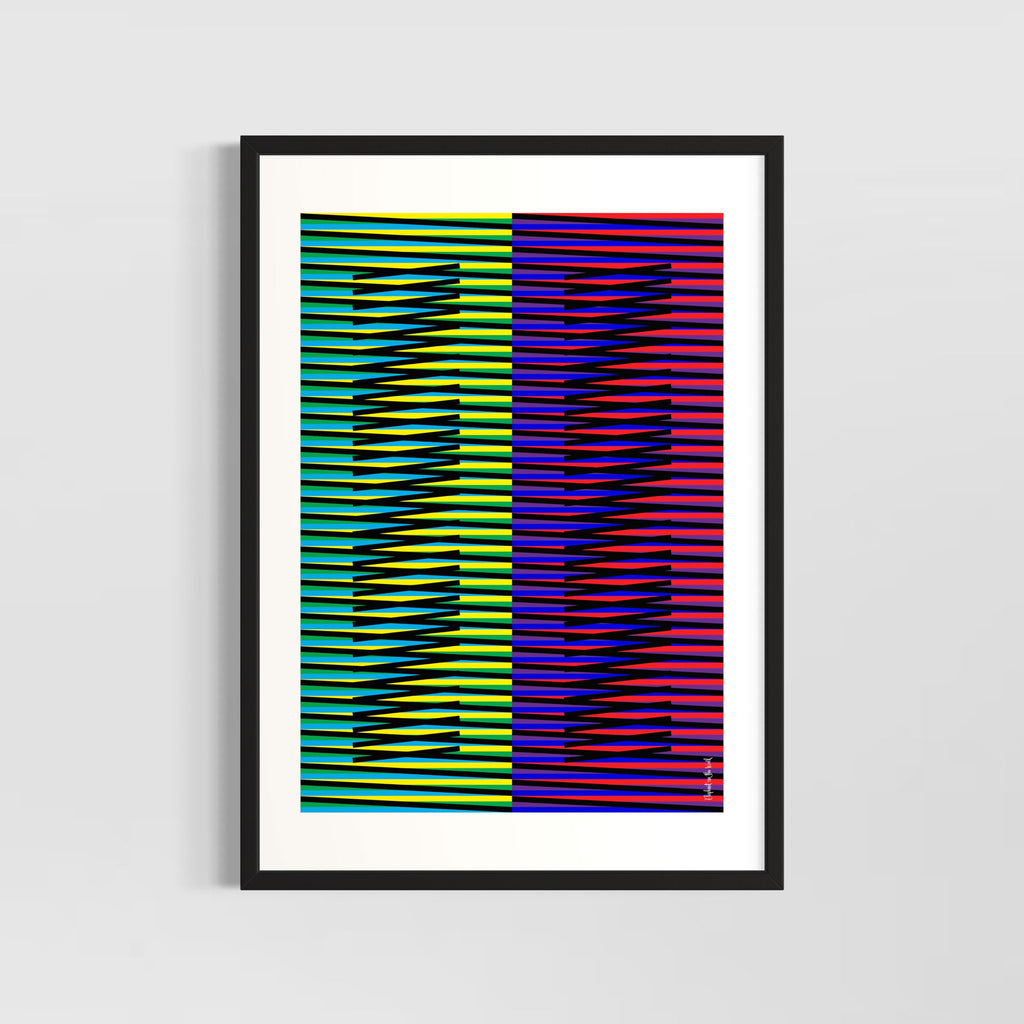 Idea 04 Wall Art Poster features vibrant zigzag patterns in dynamic colors by Christopher Haus.