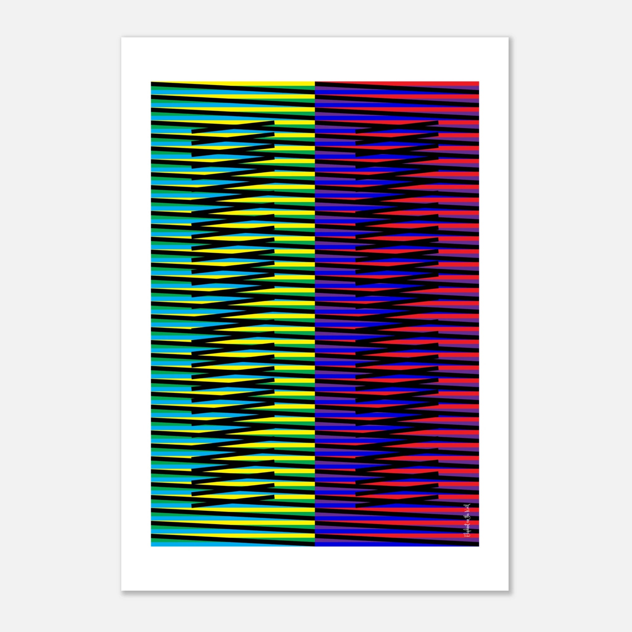 Idea 04 Wall Art Poster featuring dynamic zigzag patterns in vibrant colors.
