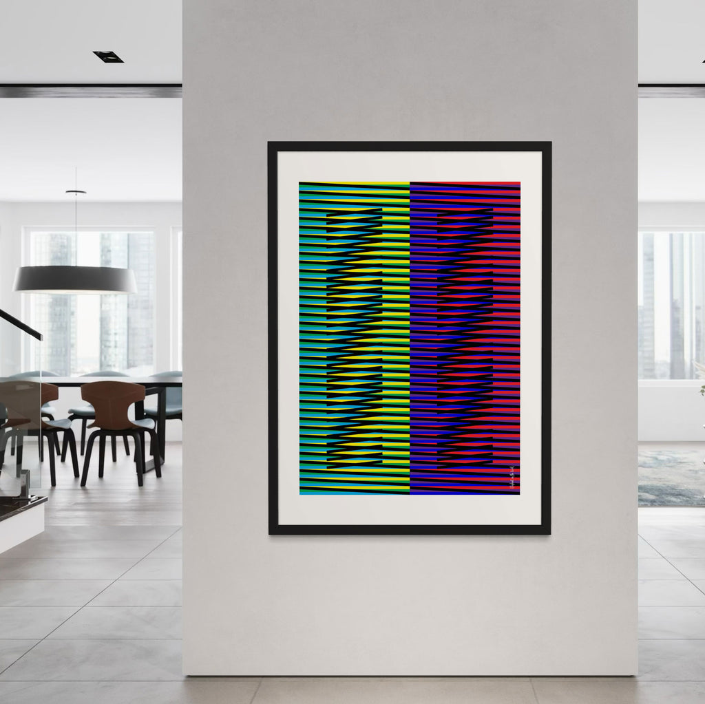 Idea 04 Wall Art Poster featuring vibrant colors and dynamic zigzags by designer Christopher Haus.