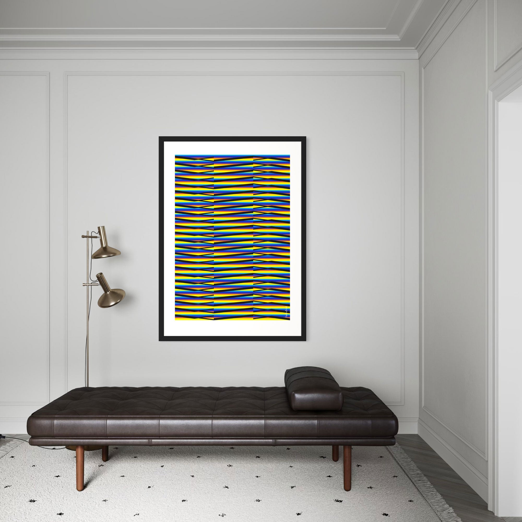 Idea 05 Wall Art Poster featuring vibrant lines and colors in a modern interior setting.