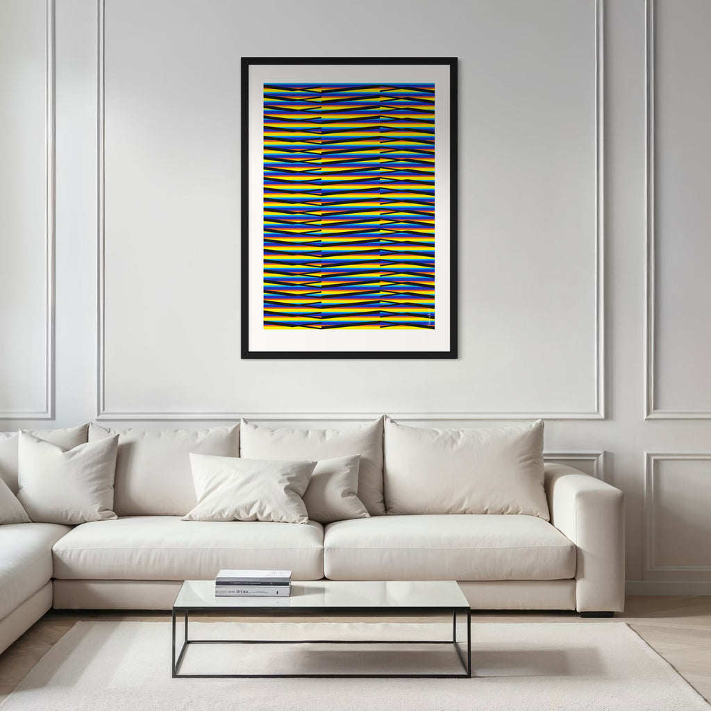 Idea 05 Wall Art Poster displayed in a modern living room with neutral-colored sofa and glass coffee table.