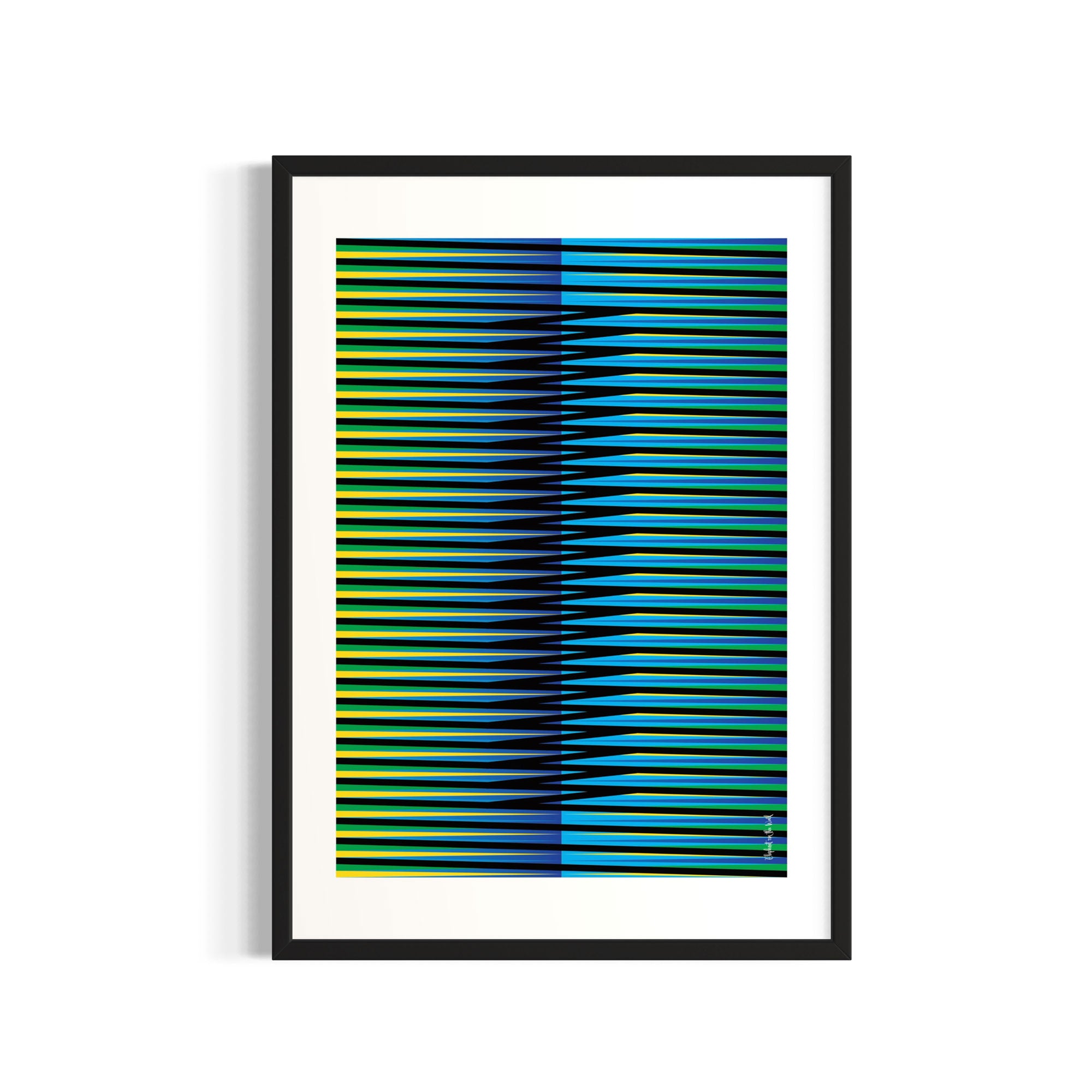 Idea 07 Wall Art Poster featuring dynamic stripes in greens and blues with fluid patterns designed by Christopher Haus.