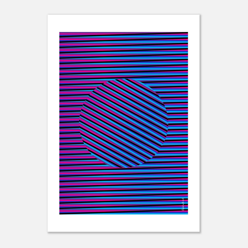 Idea 06 Wall Art Poster featuring dynamic stripes and vibrant hues with circular pattern by Christopher Haus.