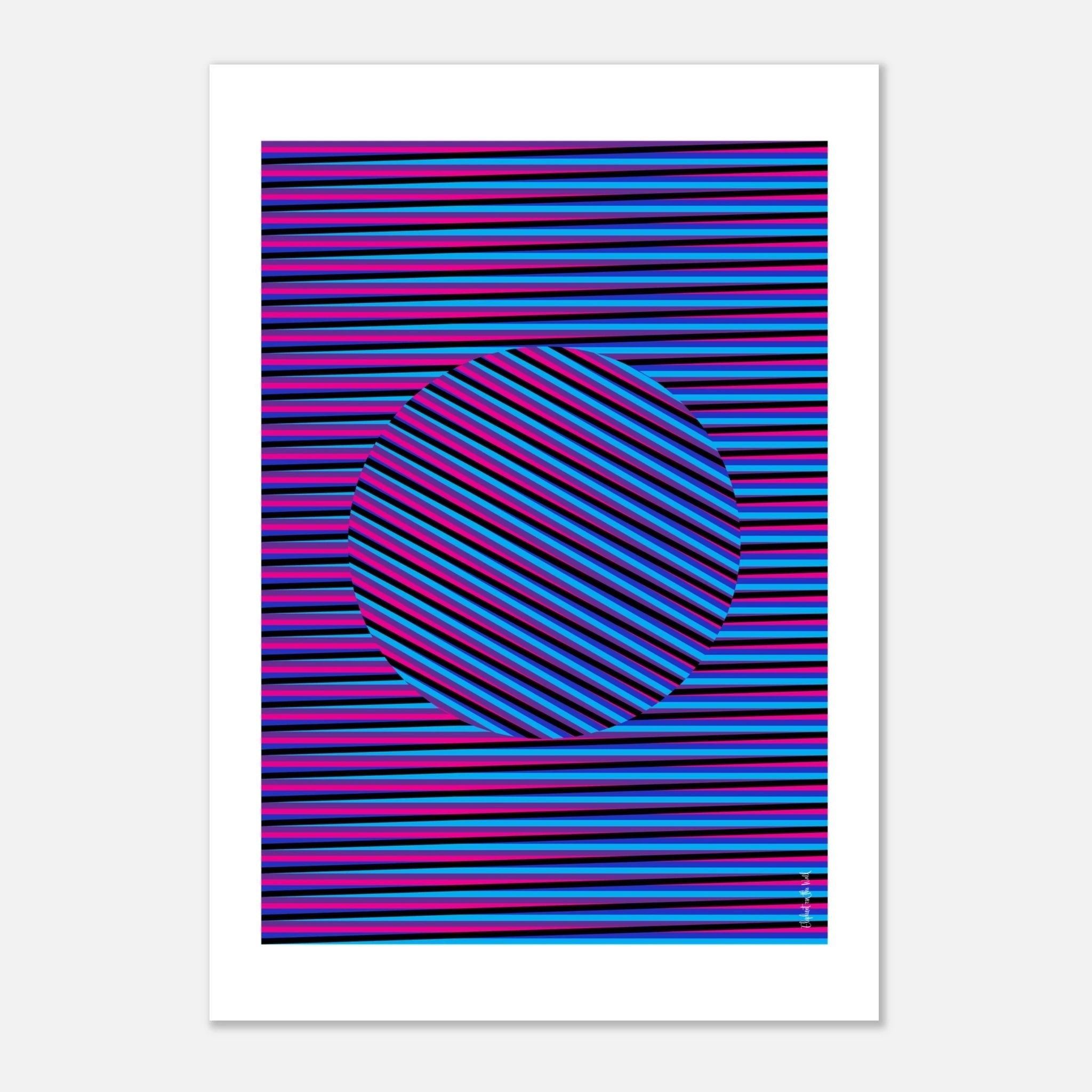 Idea 06 Wall Art Poster featuring dynamic stripes and vibrant hues with circular pattern by Christopher Haus.