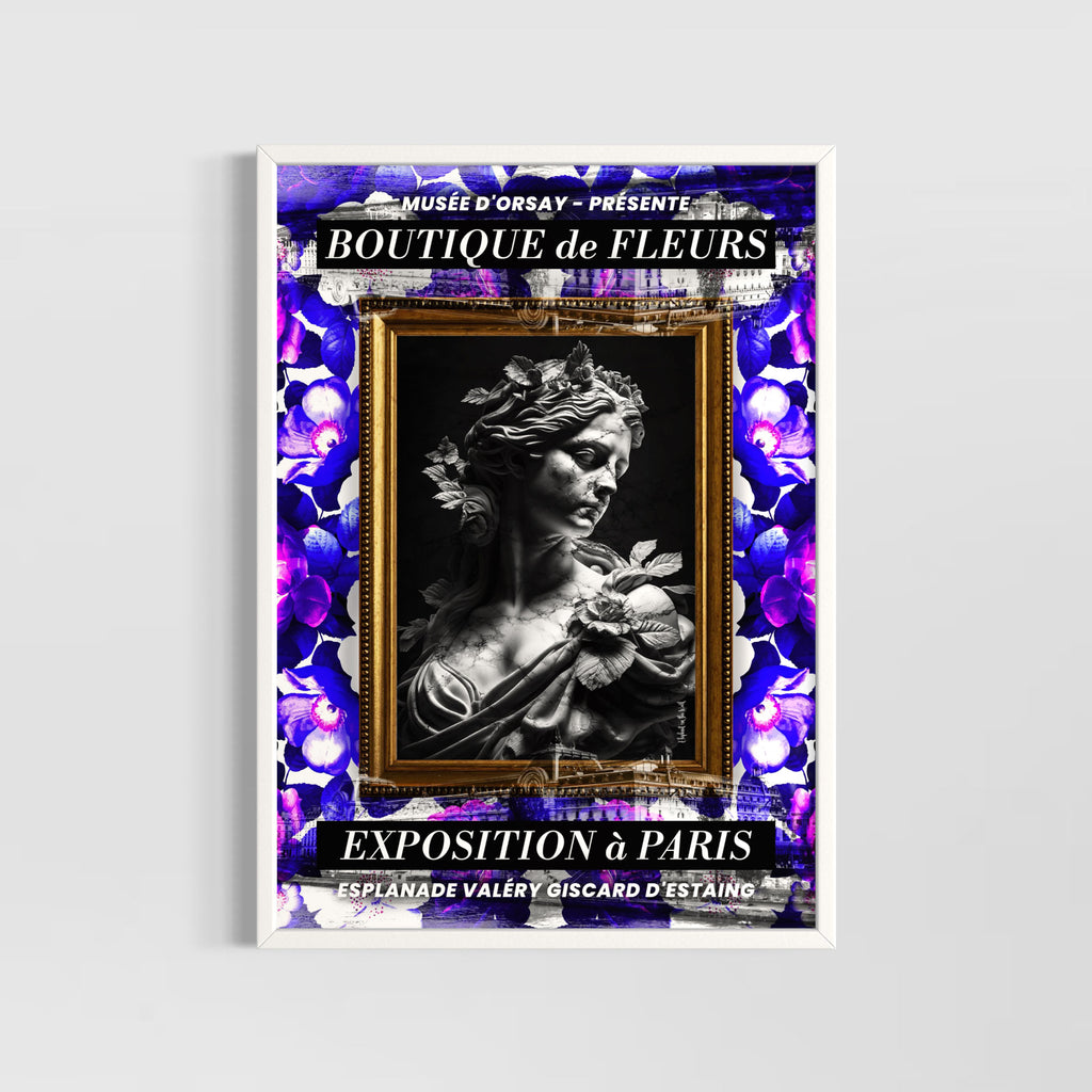 Orsay Wall Art Print featuring floral motifs and a sculptural design in an elegant frame.