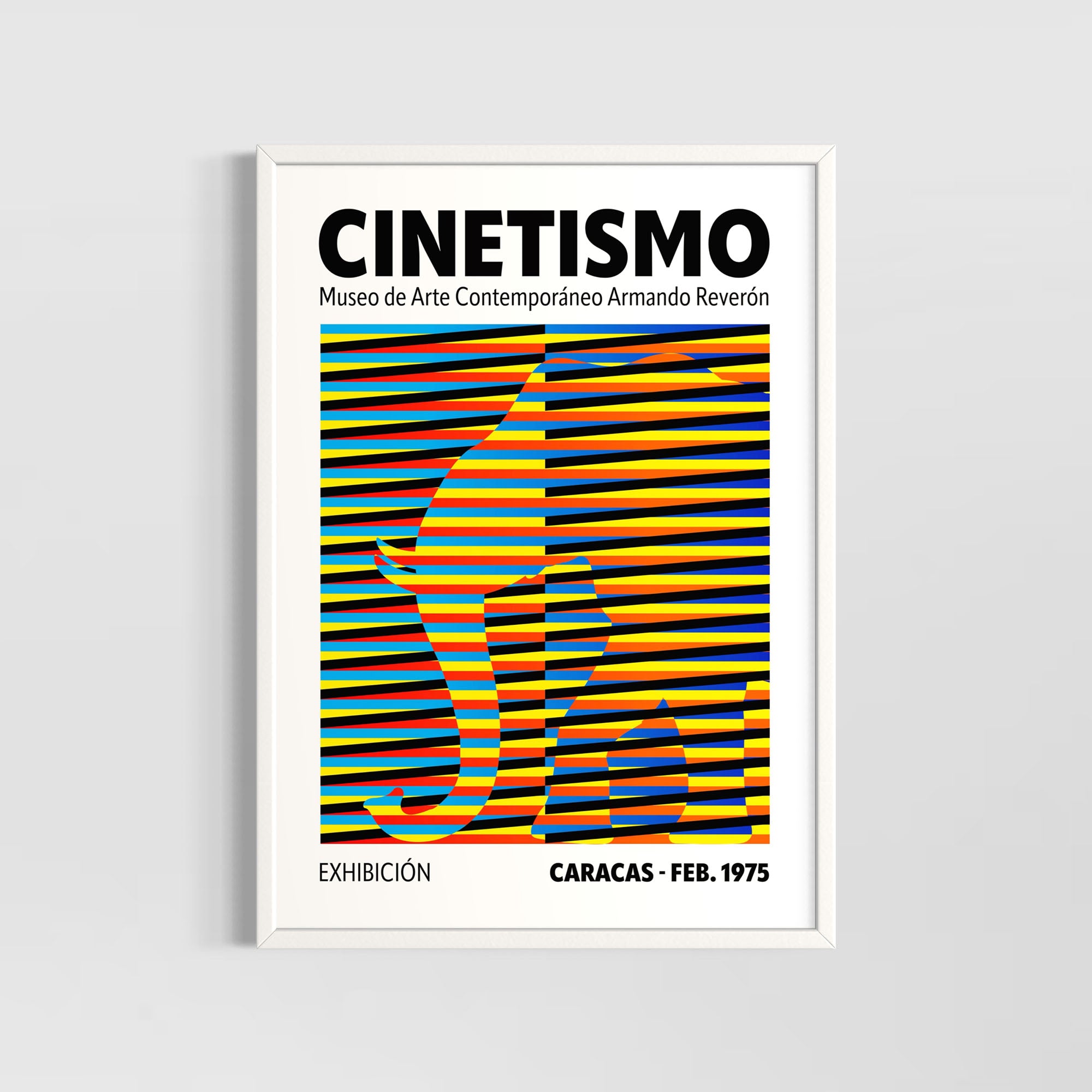 Cinetismo 02 Art Poster featuring striped elephant design and vibrant colors by Christopher Haus.